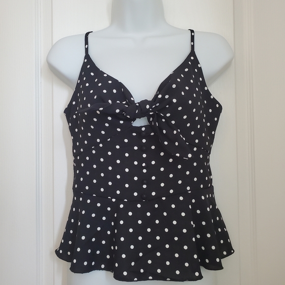 🎉3/$39 QED London Polka Dot Peplum Top - Picture 3 of 13
